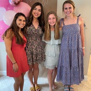 Madewell Blue with Red and White Tie Maxi Dress